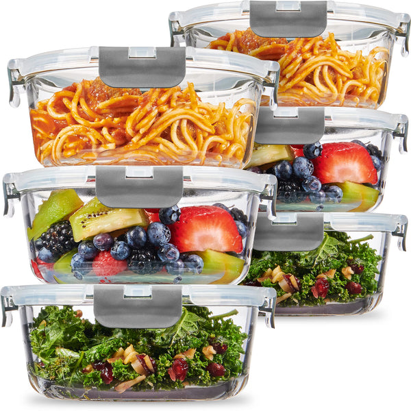 Superior Glass Meal-Prep Containers - 3-pack (32oz) BPA-Free Locking Lids - 100% Leakproof, Freezer-to-Oven Safe - Nestopia