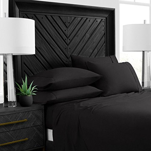 Vera Nice Hotel Pillow Case (4-Pack) - Aloe Vera - Eco-Friendly, Hypoallergenic - Black - King - Nestopia