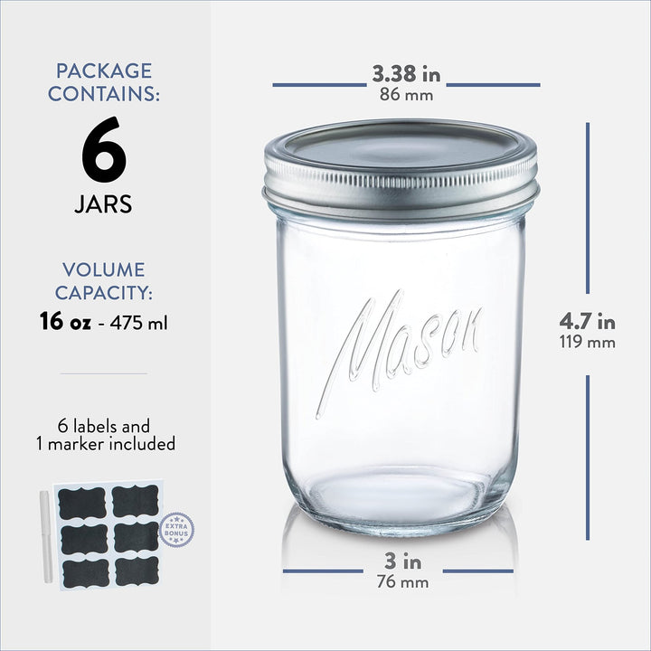 Wide Mouth Glass Jars with Lid & Seal Bands - Nestopia