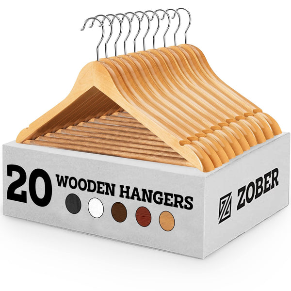 Wooden Clothes Hangers - 20 Pack - Nestopia