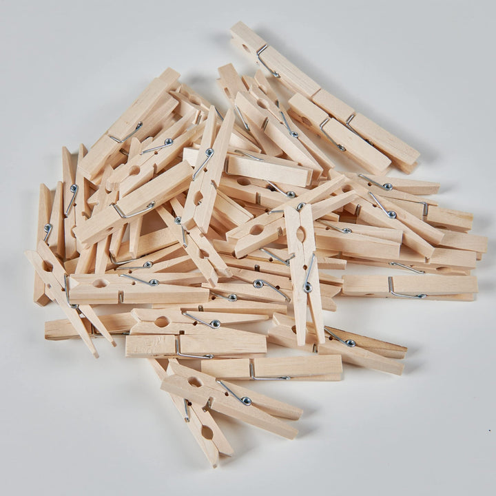 Wooden Clothes Pins - 50 Pack - Nestopia