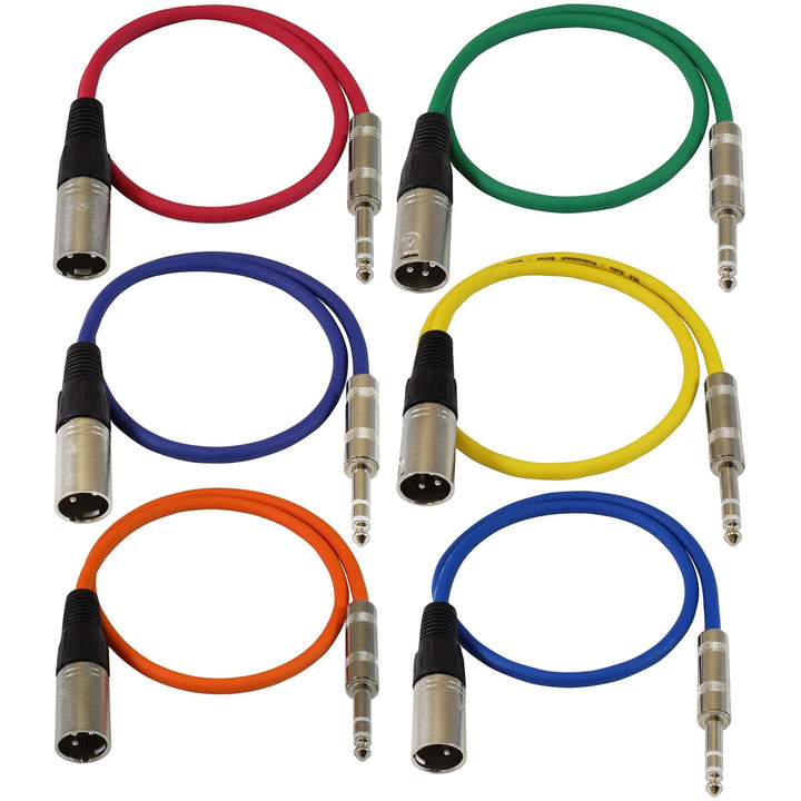 XLR to 1/4" TRS Cables - 6-Packs & Singles - Multiple Colors - Nestopia