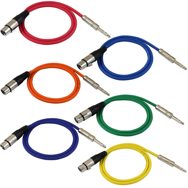 XLR to 1/4" TRS Cables - Singles/Packs, Multicolor/Black - Nestopia