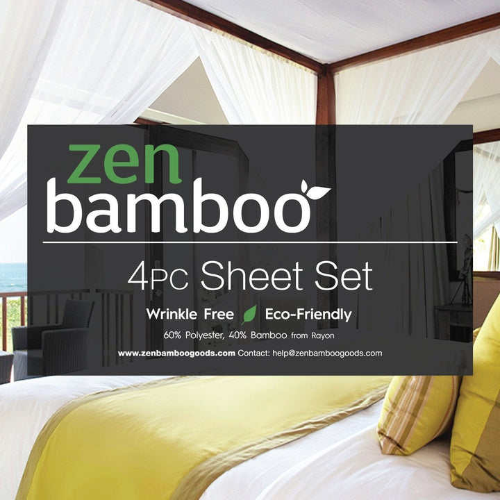 Zen Bamboo Luxury 1500 Series Bed Sheets - Eco-Friendly Sheets and Wrinkle Resistant Rayon Derived from Bamboo - Nestopia
