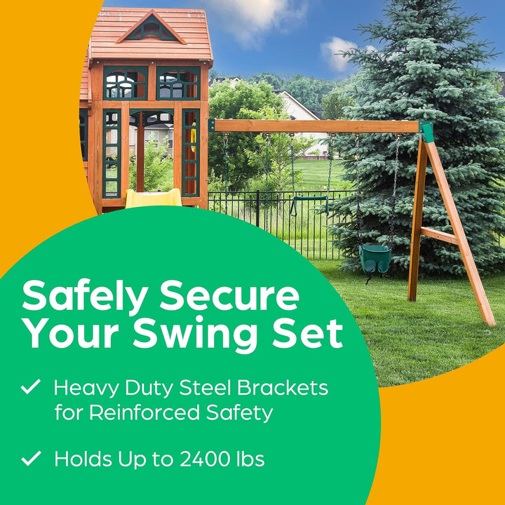 2 Pack Swing Set Brackets - Heavy Duty Steel A - Frame w/ Hardware - Nestopia