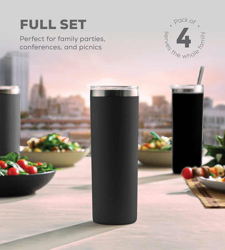 20 Oz Insulated Skinny Stainless Steel Tumbler Set - 4 - Pack - Nestopia