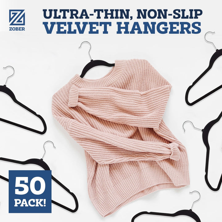 50pc Blk Velvet Hangers - Nestopia