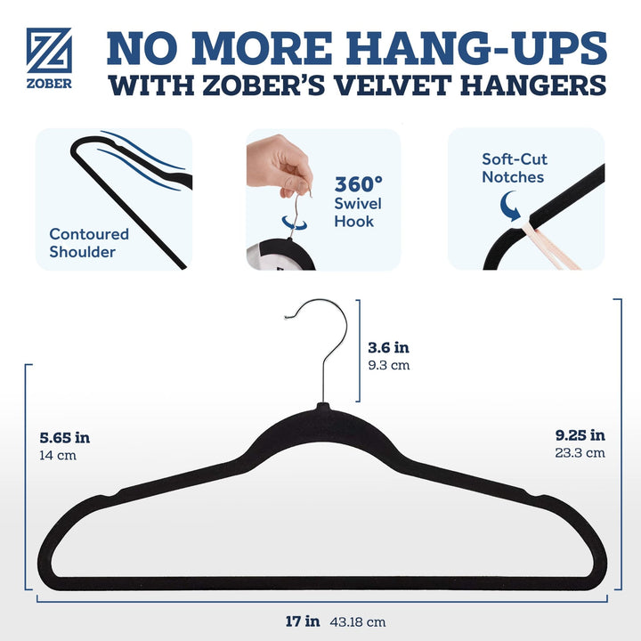 50pc Blk Velvet Hangers - Nestopia