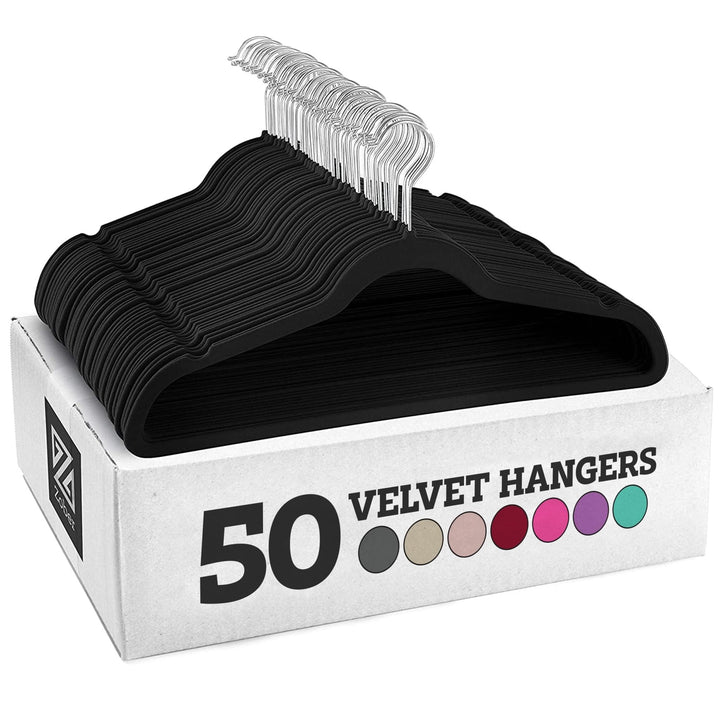 50pc Blk Velvet Hangers - Nestopia