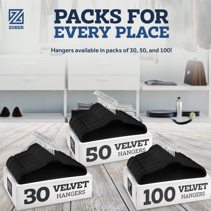 50pc Blk Velvet Hangers - Nestopia