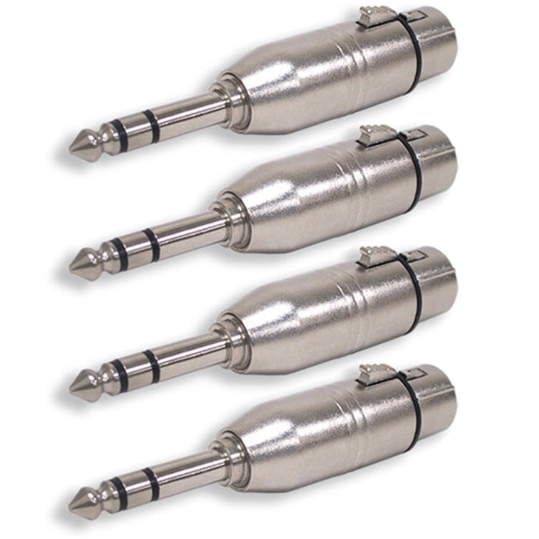 XLR-F to 6.3mm TRS Adapter - 4 PACK