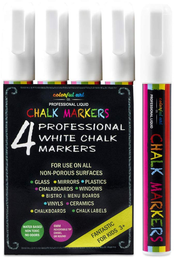 Chalk Markers, Reversible Tip, Erasable - 4 Pack