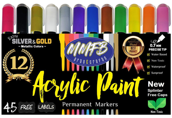 12 XF Acrylic Paint Markers + 45 45 Chalkboard Labels