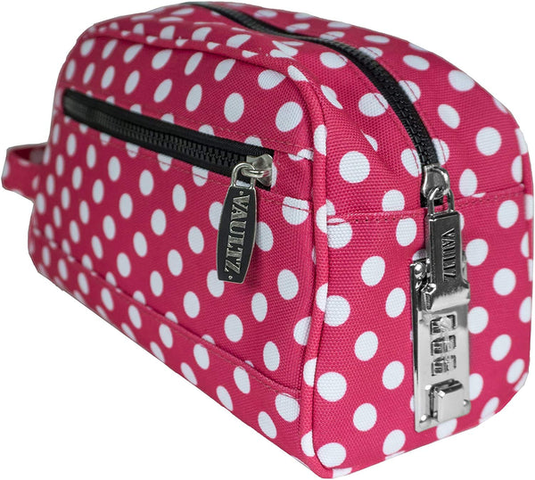 Locking Nylon Travel Kit - Pink/White Polka Dots