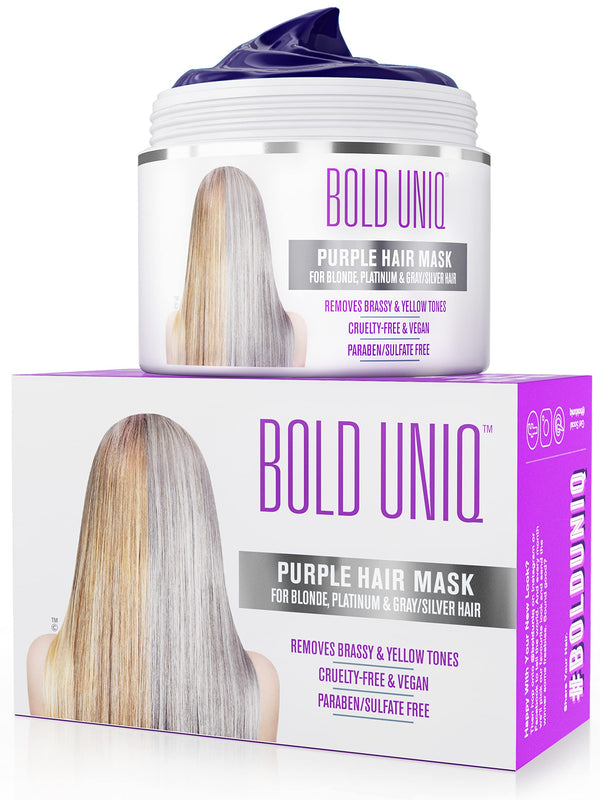 Bold Uniq Purple Hair Mask - Toner For Blonde, Platinum, Bleached, Silver, Gray, Ash & Brassy Hair  -6.76oz