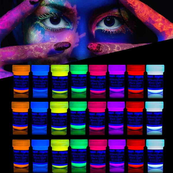 24 Neon Body Paints - 20 ml Each