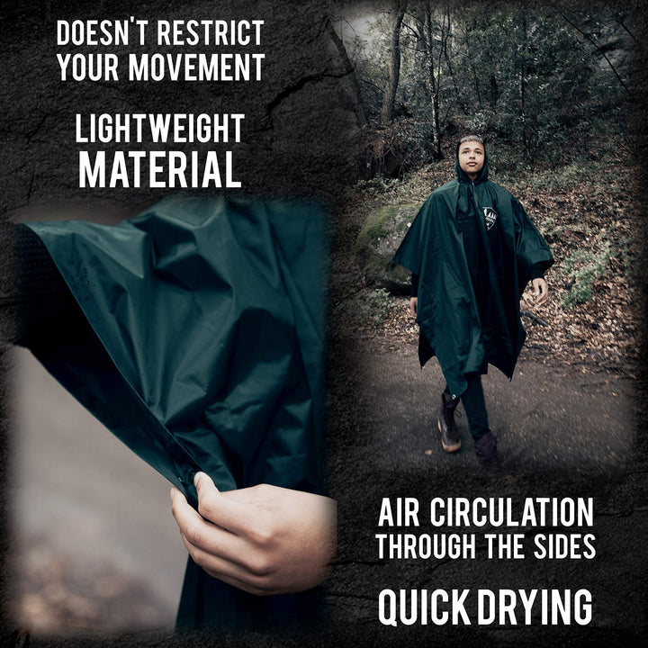 Adult Waterproof Rain Poncho with Hood - Nestopia