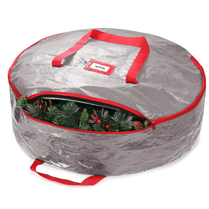 Christmas Wreath Storage Bag - Water Resistant Dual Zippered Bag for Holiday Wreaths - Nestopia