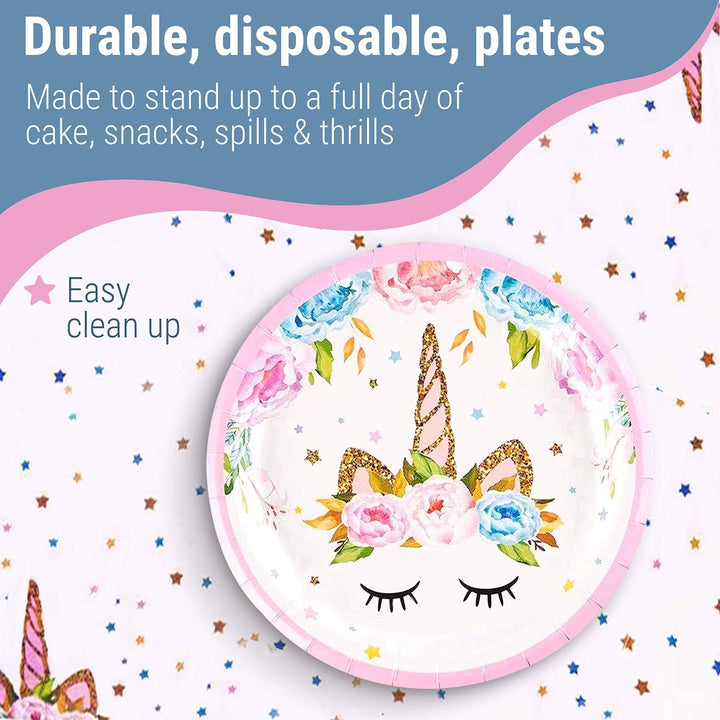 Discovering DIY Unicorn Birthday Decorations for Girls - Party Supplies Kit for 16 Guests w/Plates, Cups, Goody Bags, Utensils, Napkins, Cake Cutter & Topper, Candles, Table Cloth and Banner - Nestopia