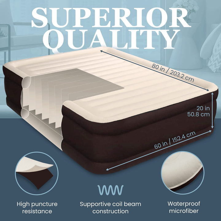 Double High Inflatable Bed for Home, Travel & Camping - Nestopia