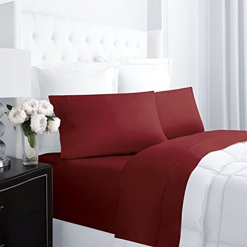 Egyptian Cotton Bed Sheet Set - Burgundy - Full - Nestopia