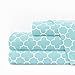 Egyptian Luxury 1600 Series Hotel Collection Clover Pattern Bed Sheet Set - Deep Pockets, Wrinkle and Fade Resistant, Hypoallergenic Sheet and Pillowcase Set - Cal King - Aqua/White - Nestopia