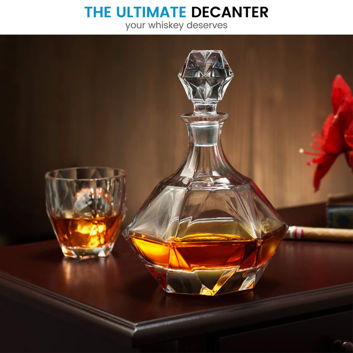 European Style Glass Whiskey Decanter & Liquor Decanter with Glass Stopper - 30 Oz - Nestopia