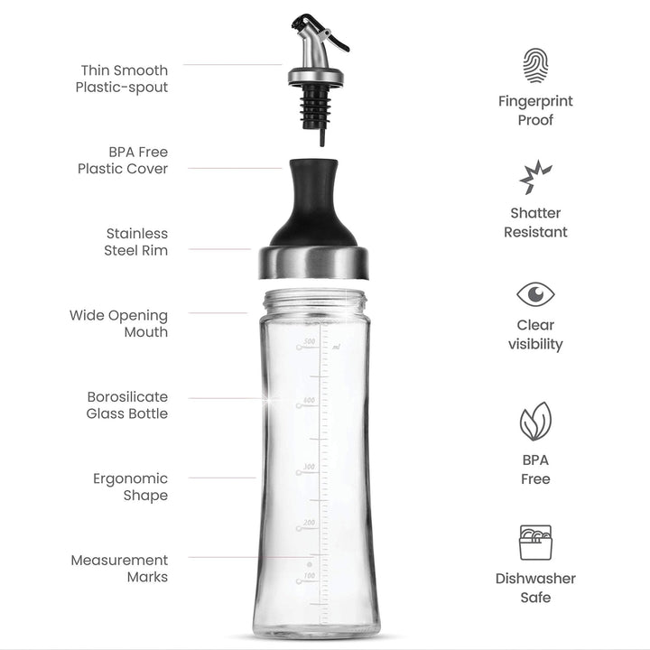 Glass Oil & Vinegar Dispenser - 18 Oz. - Nestopia