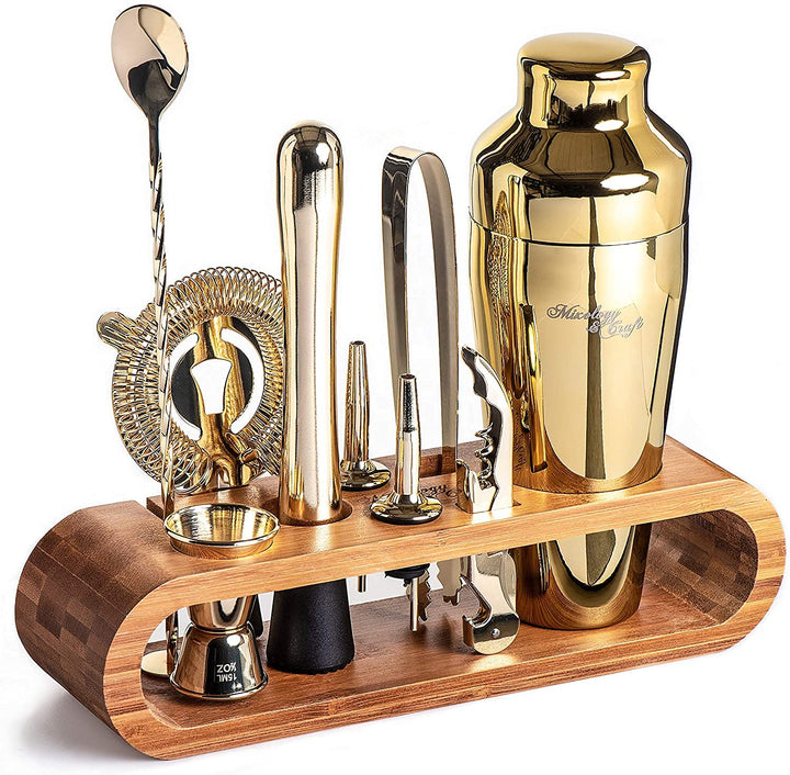 Gold Bartender Kit w/Bamboo Stand - Nestopia