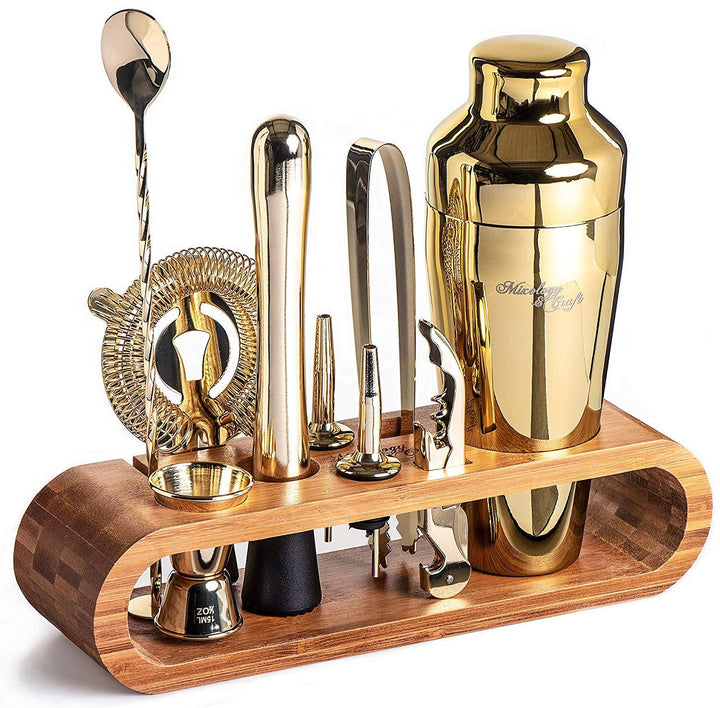 Gold Bartender Kit w/Bamboo Stand - Nestopia