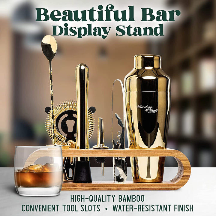 Gold Bartender Kit w/Bamboo Stand - Nestopia