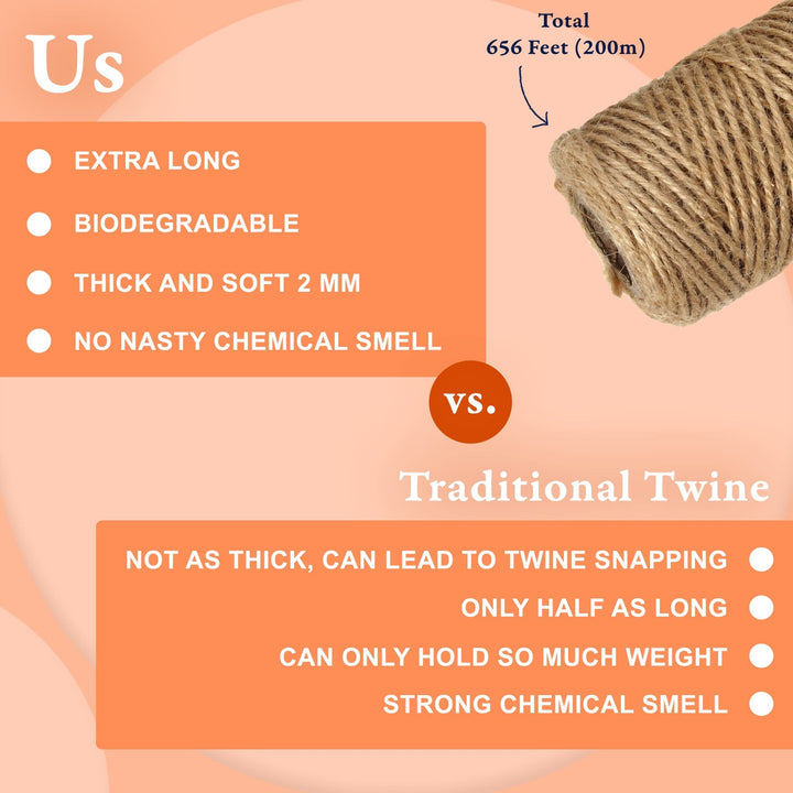 Jute Twine - Hemp String, 2 Pack, 656ft, 2mm Thick - Nestopia