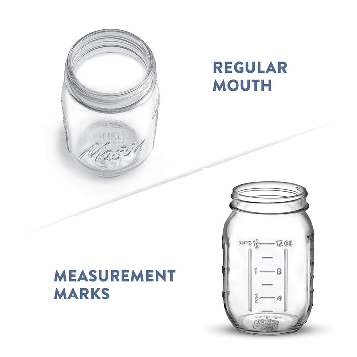 Mason Jars - 16 Oz Regular Mouth Glass Canning Jars - Nestopia