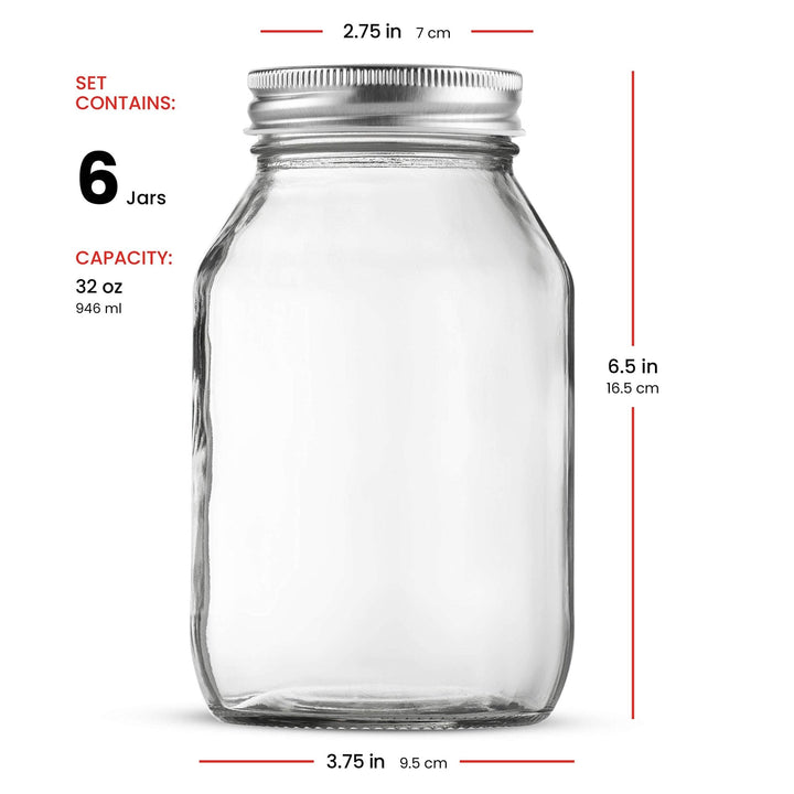 Mason Jars - Regular Mouth Glass Jars with Lid & Seal Bands - Nestopia