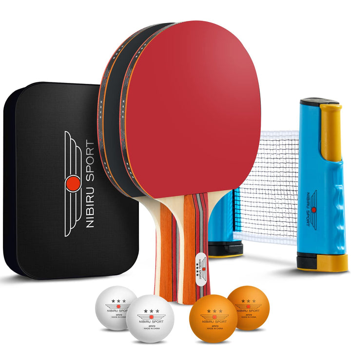 Ping Pong Set - Table Tennis Rackets, Balls & Retractable Net - Nestopia