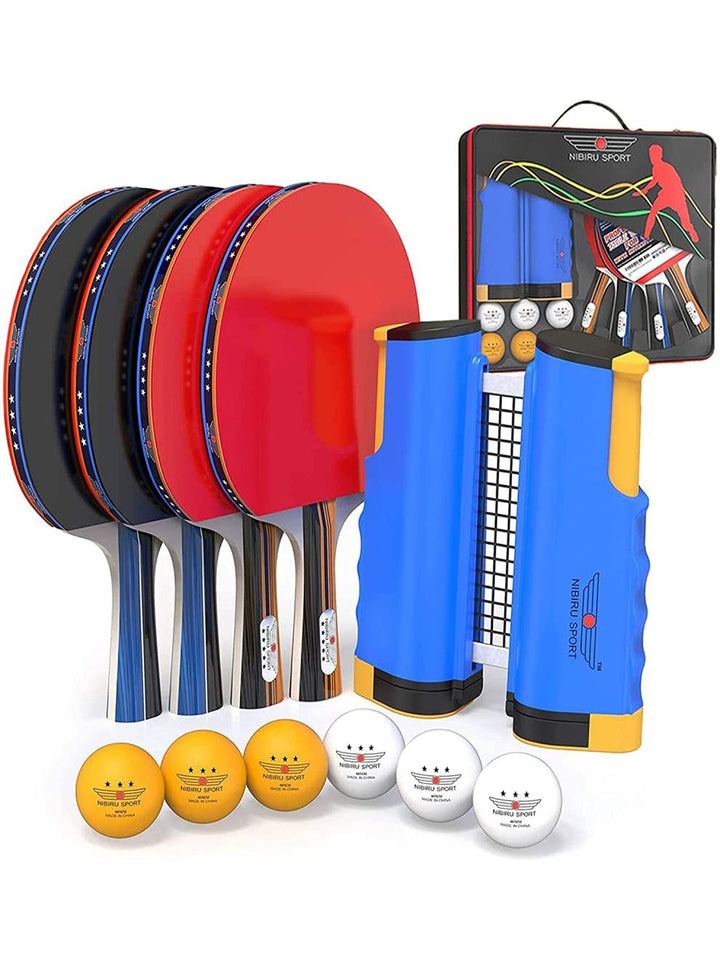 Ping Pong Set - Table Tennis Rackets, Balls & Retractable Net - Nestopia