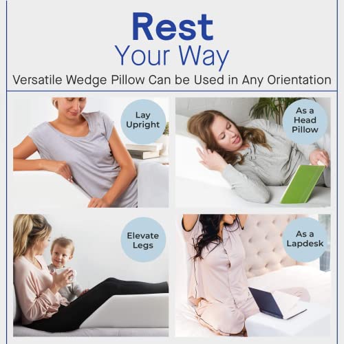 Restorology Leg Elevation Pillow for Sleeping - Supportive Bed Wedge Pillow for Circulation, Swelling, Foot & Knee Discomfort - Nestopia