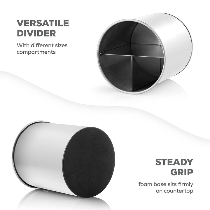 Rotating Utensil Caddy with Weighted Base and Removable Divider - Nestopia