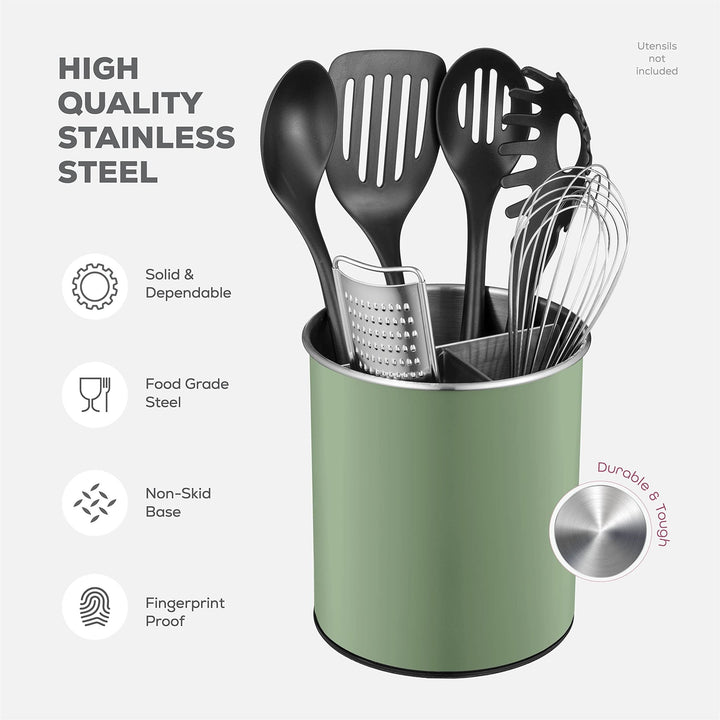 Rotating Utensil Caddy with Weighted Base and Removable Divider - Nestopia