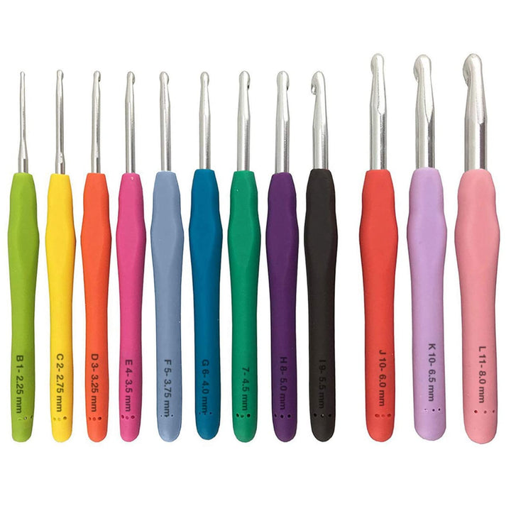 Soft Rubber Grip Crochet Hooks - 12 Sizes - Nestopia