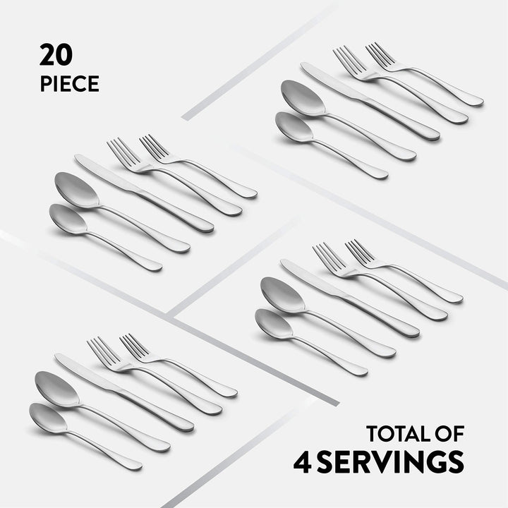 Stainless Steel Silverware Set - 20 - Pieces - Nestopia