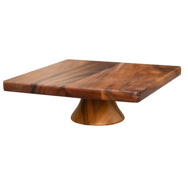 13" Acacia Cake Stand - Rustic Wood Table Stands for Decorating & Serving - Pedestal for Cupcake, Dessert, Fruit - Square - Nestopia