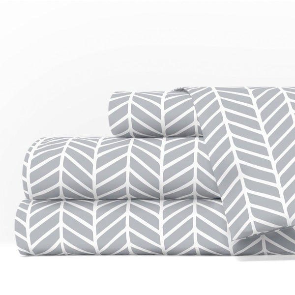 1600 Series Bed Sheet Set - Cal King - Light Gray/White - Nestopia