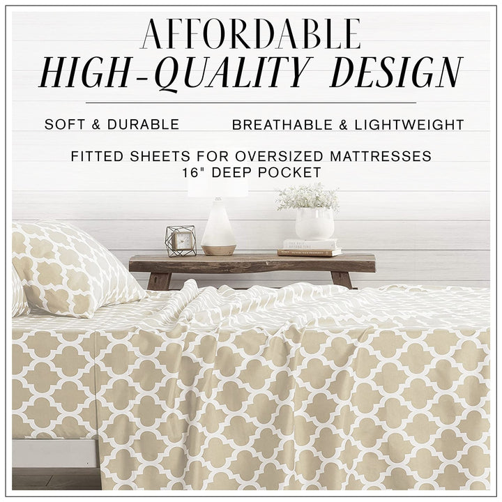 1800 Series Quatrefoil Bed Sheet Set - King - Gray - Nestopia