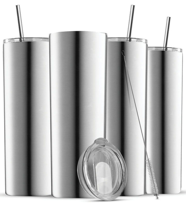 20 Oz Insulated Skinny Stainless Steel Tumbler Set - 4-Pack - Nestopia