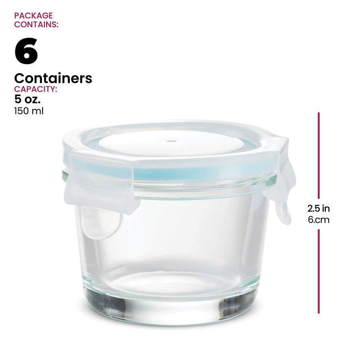 4 Oz Glass Food Containers - 6 Piece Set - Nestopia