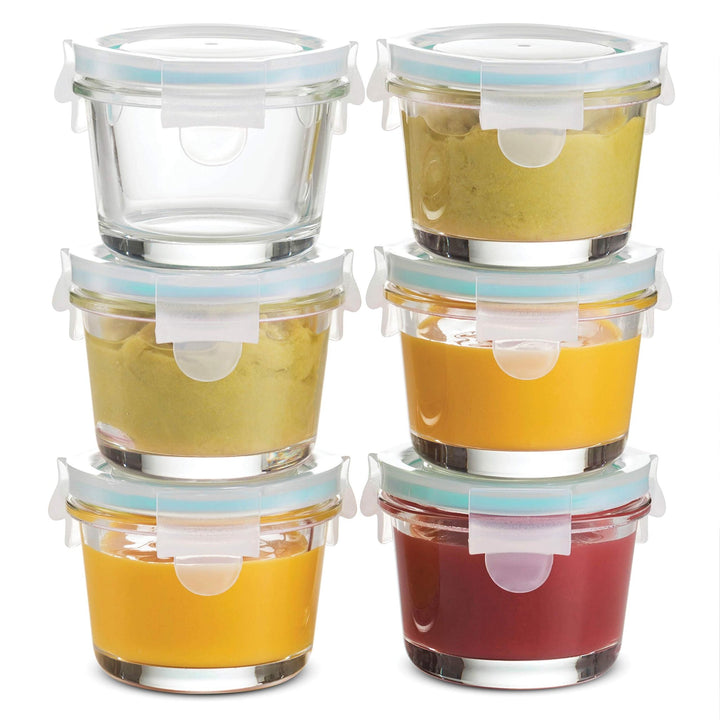 4 Oz Glass Food Containers - 6 Piece Set - Nestopia