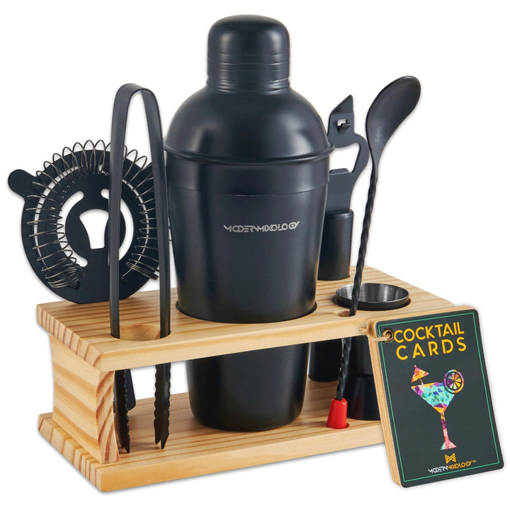 Black Cocktail Shaker Set w/Stand - Nestopia