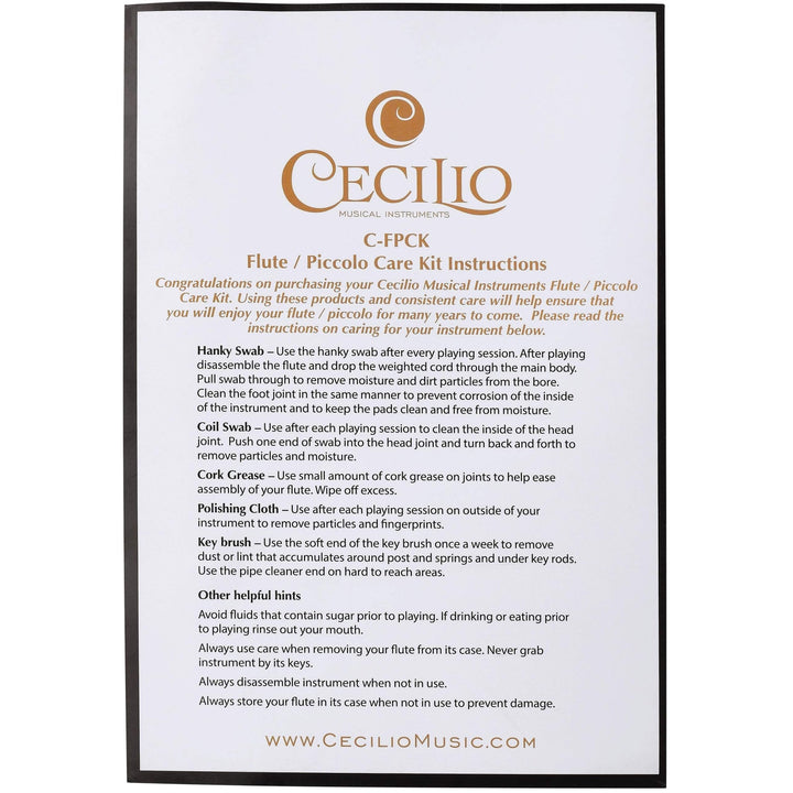Cecilio Flute Care Kit - Complete Flute Maintenance Kit, Includes Swabs, Grease, Polishing Cloth and Key Brush - Flute Cleaning Kit - Nestopia