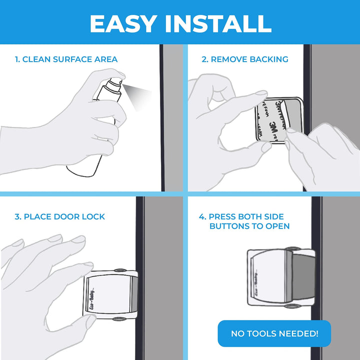 Child Proof Sliding Door Locks (4 Pack, Grey) - Nestopia